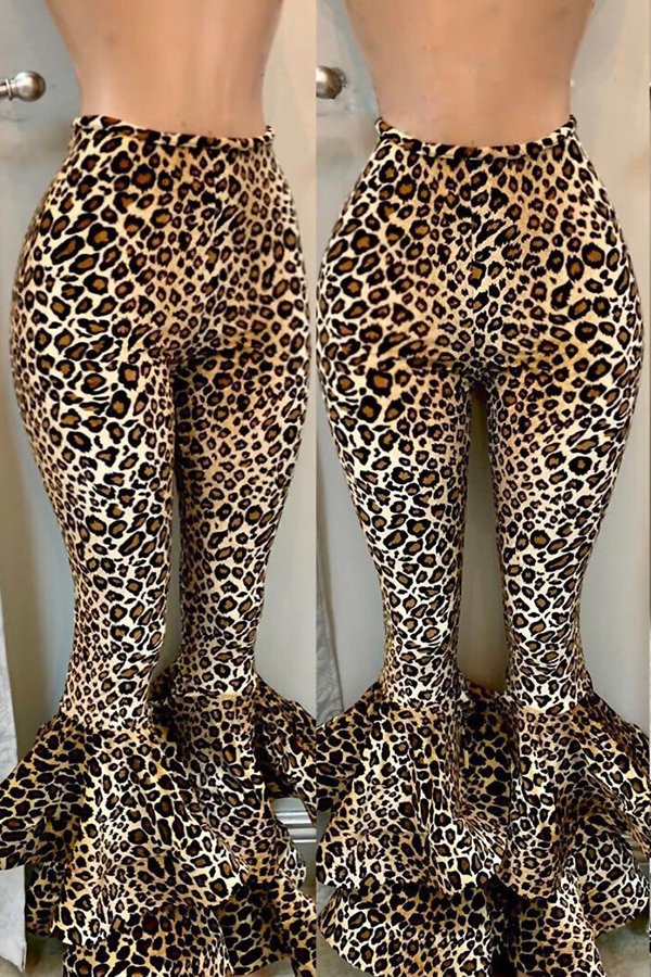 flared leopard print pants