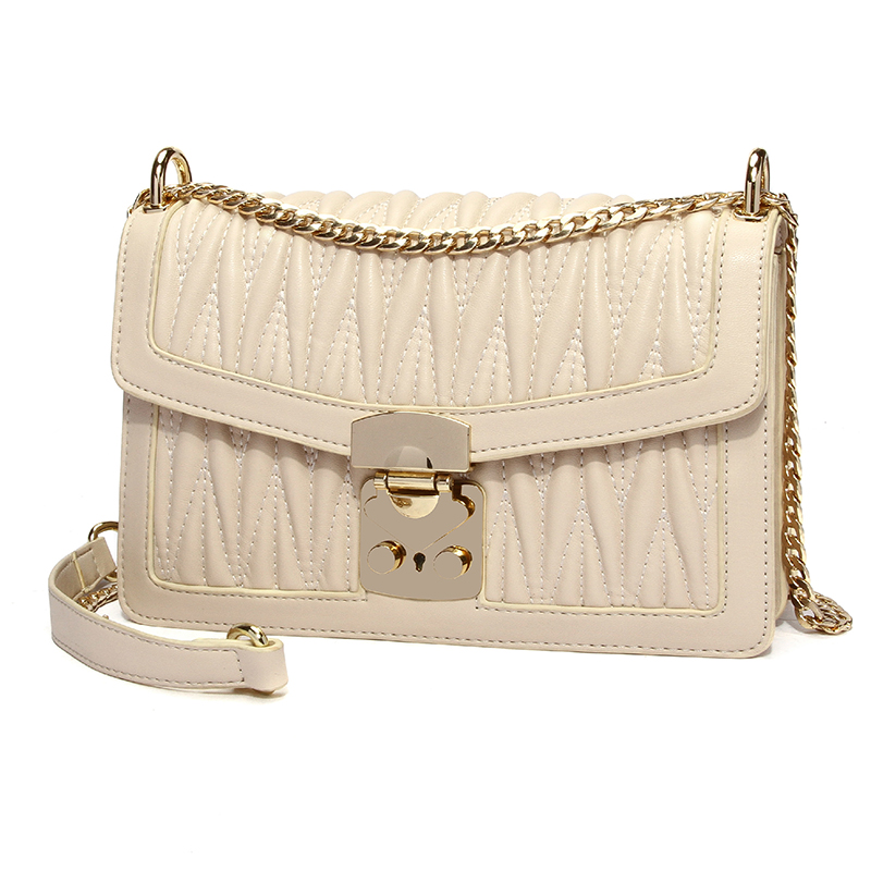 white cross body bag silver chain