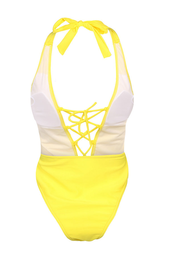 womens yellow one piece swimsuit