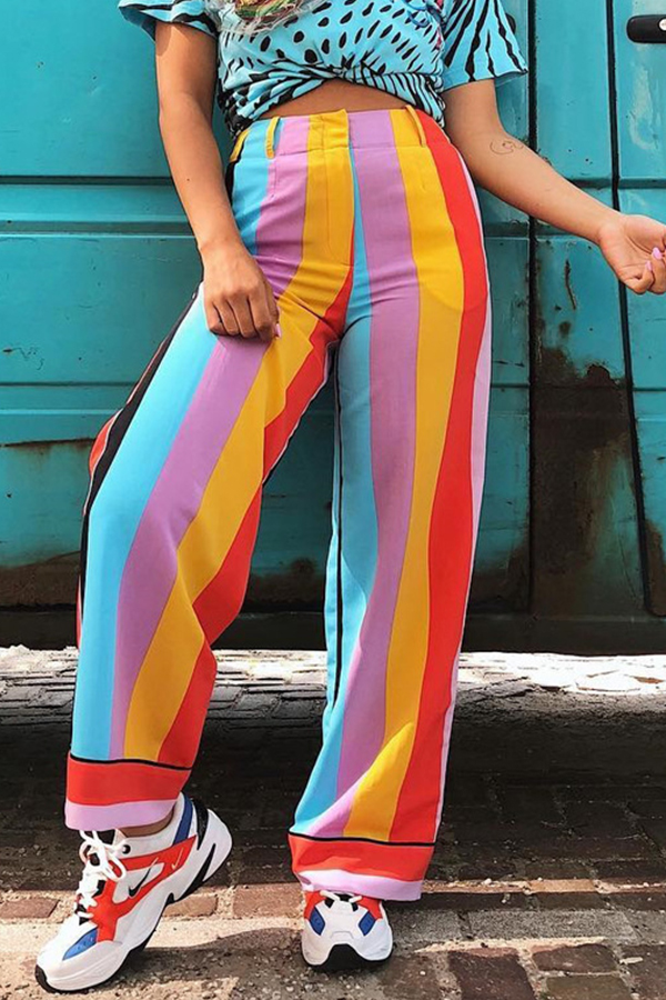 multicolor striped pants