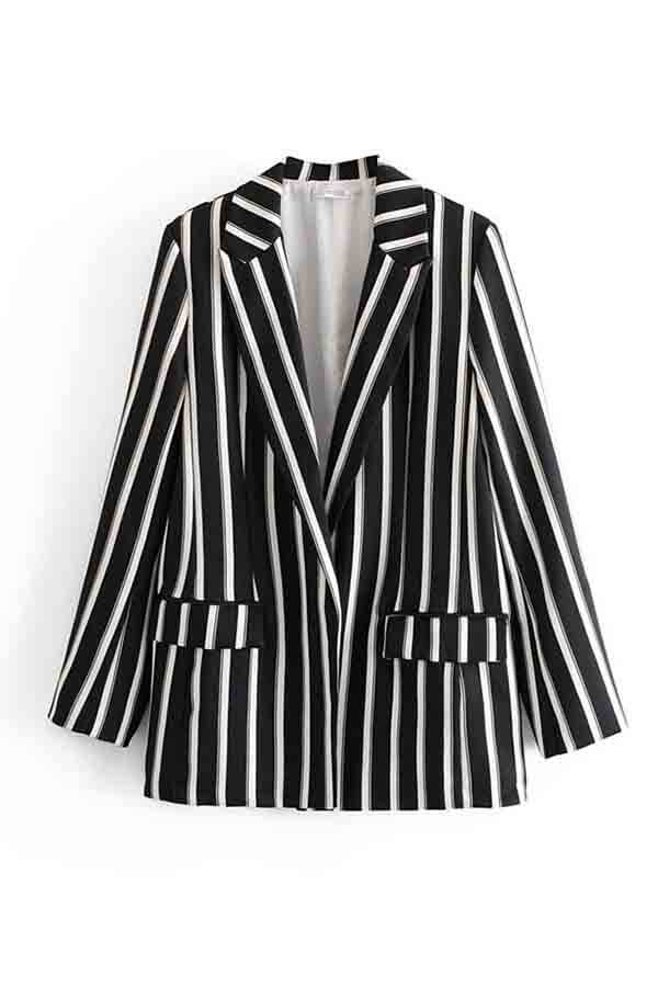 Lovely Casual Striped Black BlazerLW | Fashion Online For Women ...