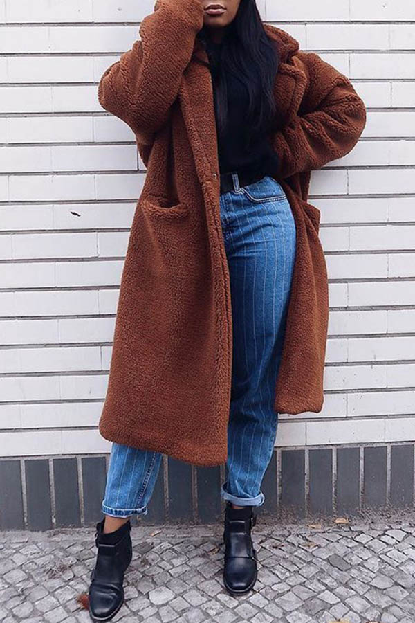 Lovely Trendy Long Brown Teddy CoatLW Fashion Online For Women