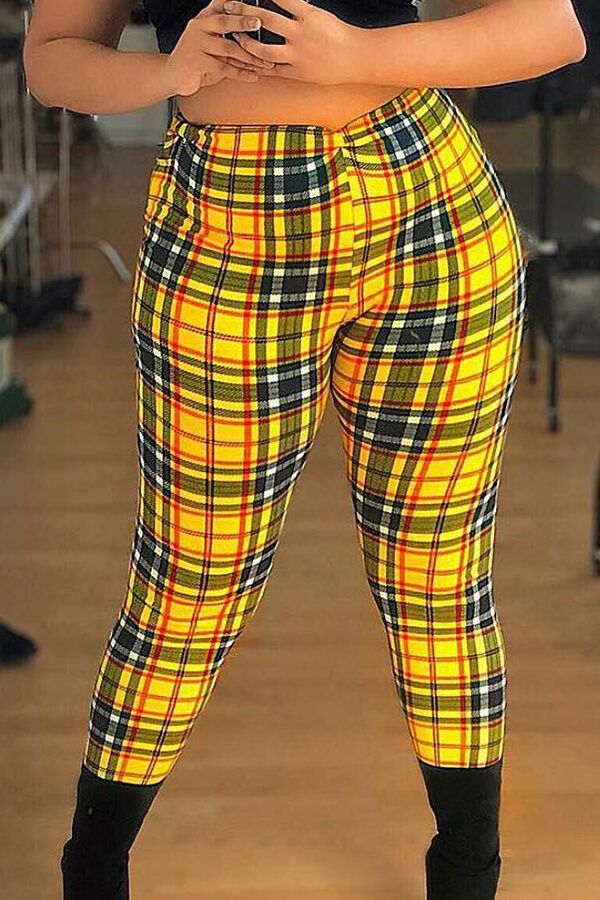 plaid black and yellow pants