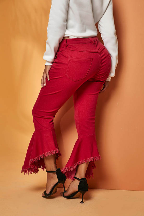 Lovely Casual Flared Red JeansLW Fashion Online For Women