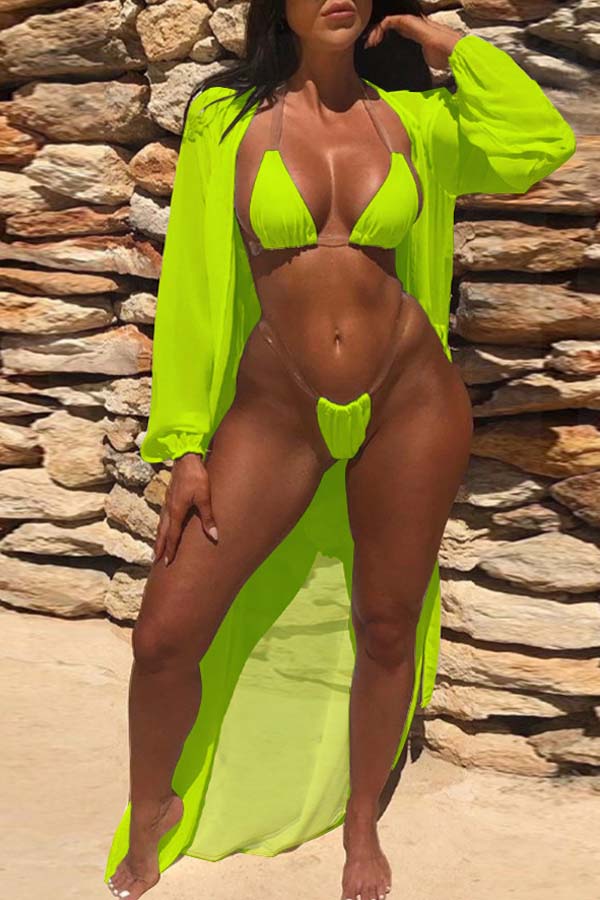 Lovely Basic Green Twopiece Swimsuit(With Coverup)LW Fashion Online