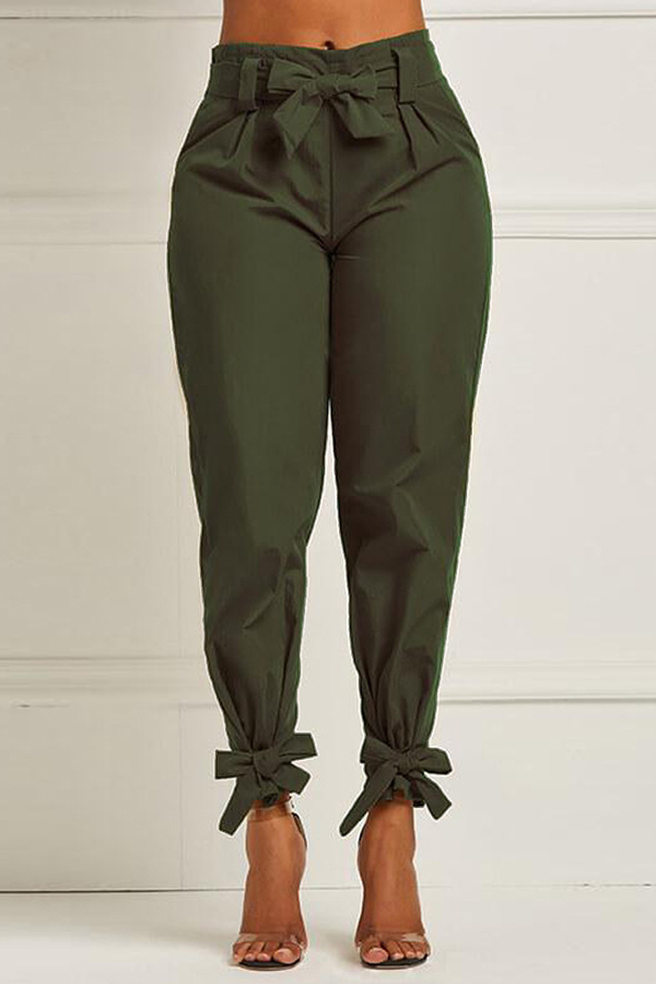 Lovely Casual Lace-up Green PantsLW | Fashion Online For Women ...