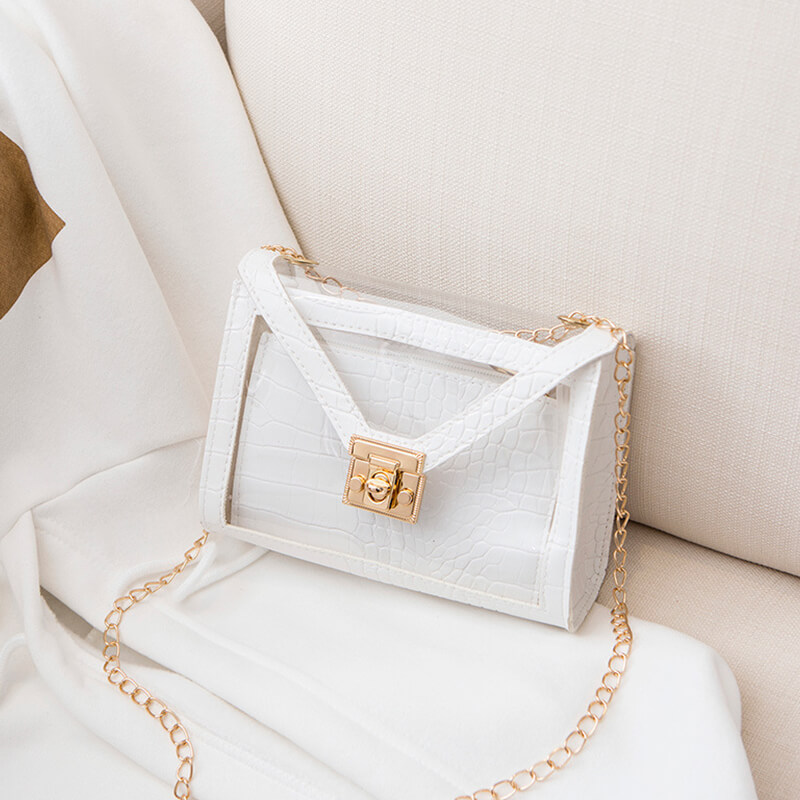 white chain strap bag