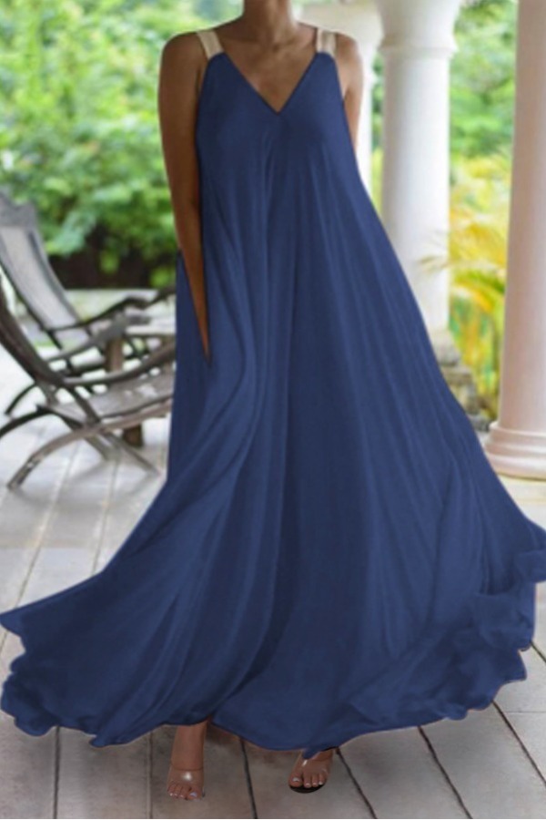 Lovely Casual Loose Dark Blue Maxi Plus Size DressLW | Fashion Online ...
