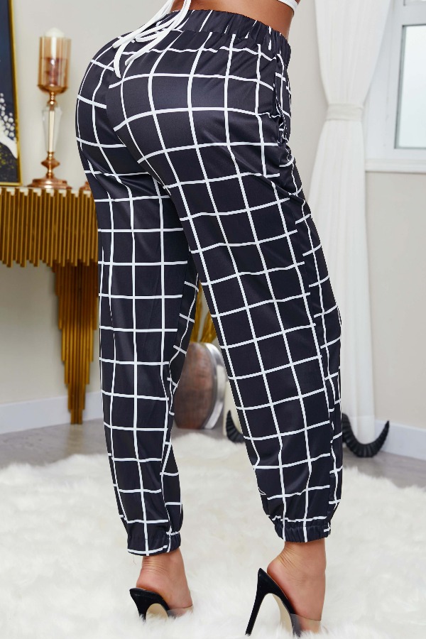 grid print pants