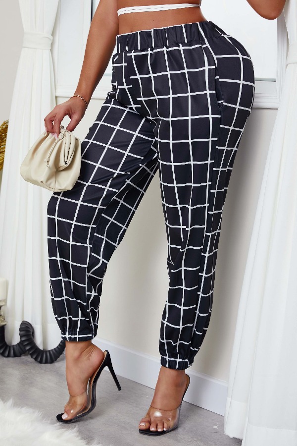 black grid pants