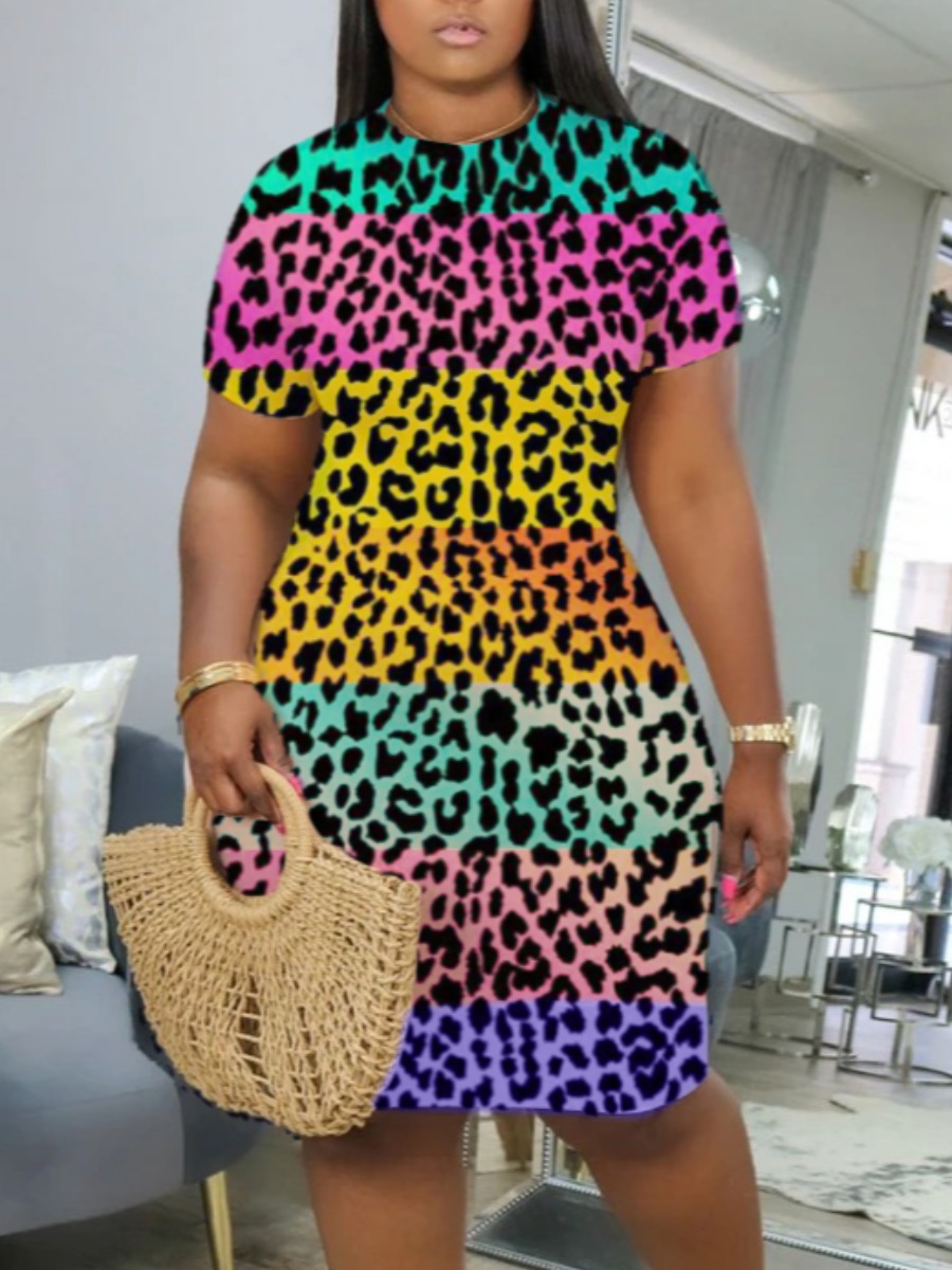 leopard print knee length dress