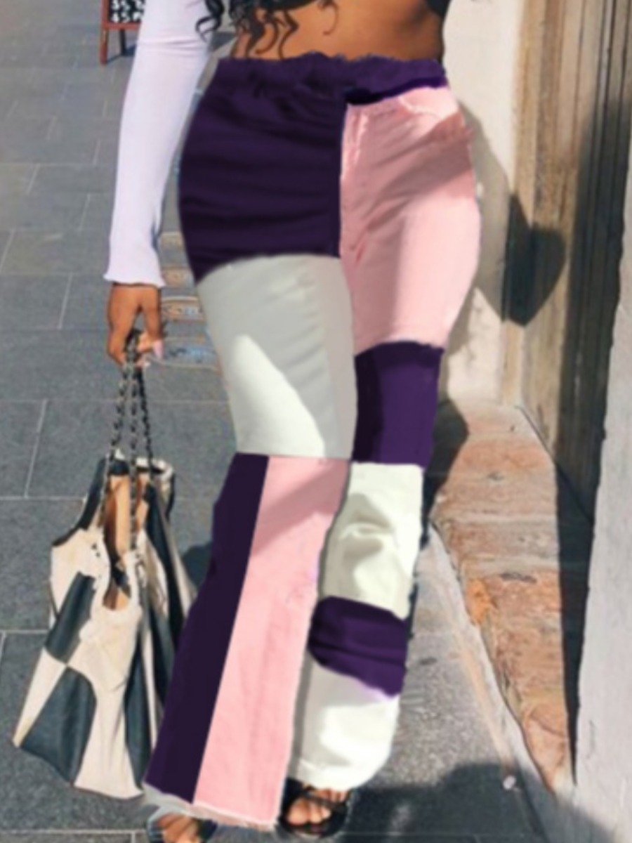 pink patchwork pants