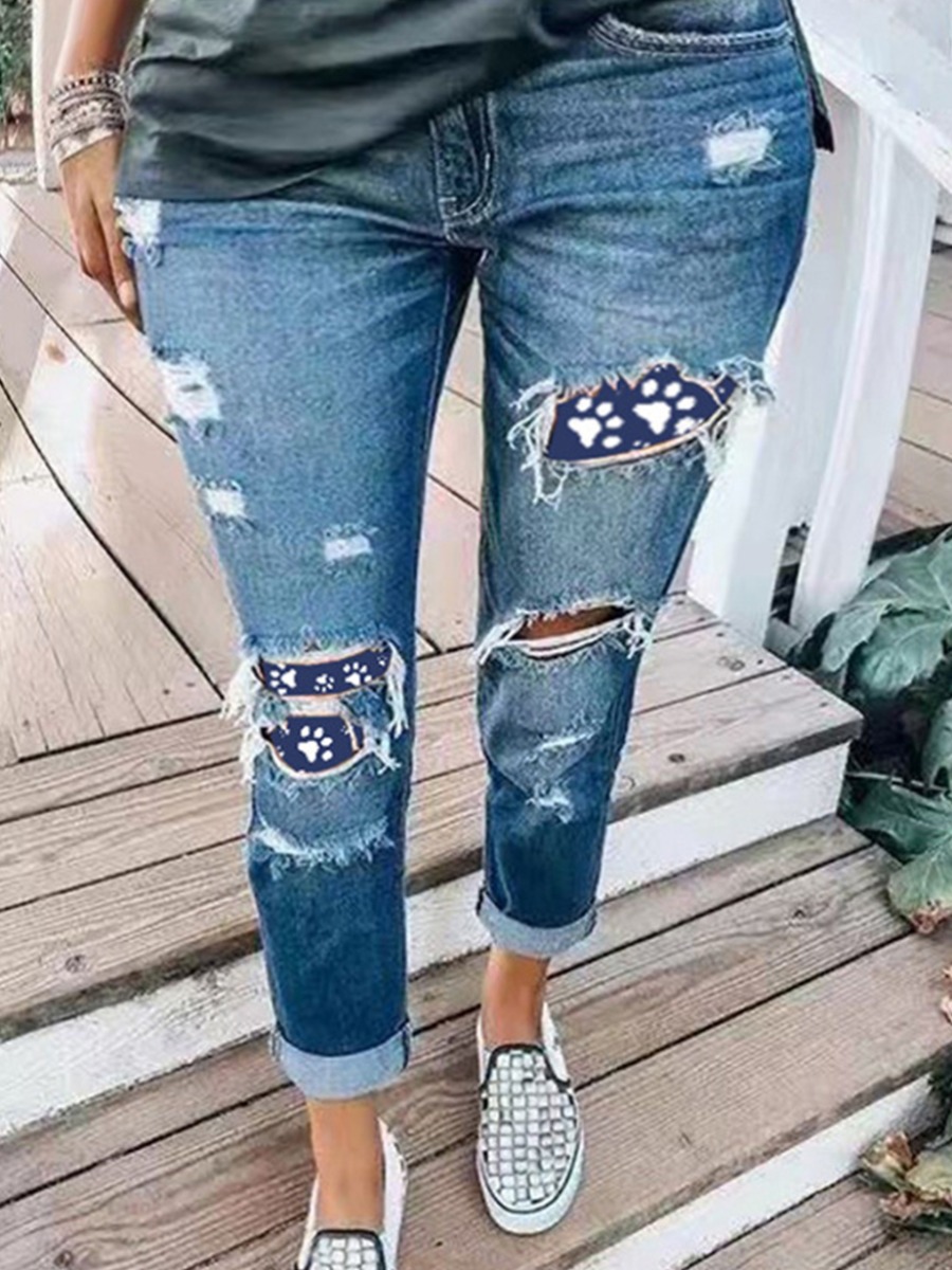 patchwork blue jeans