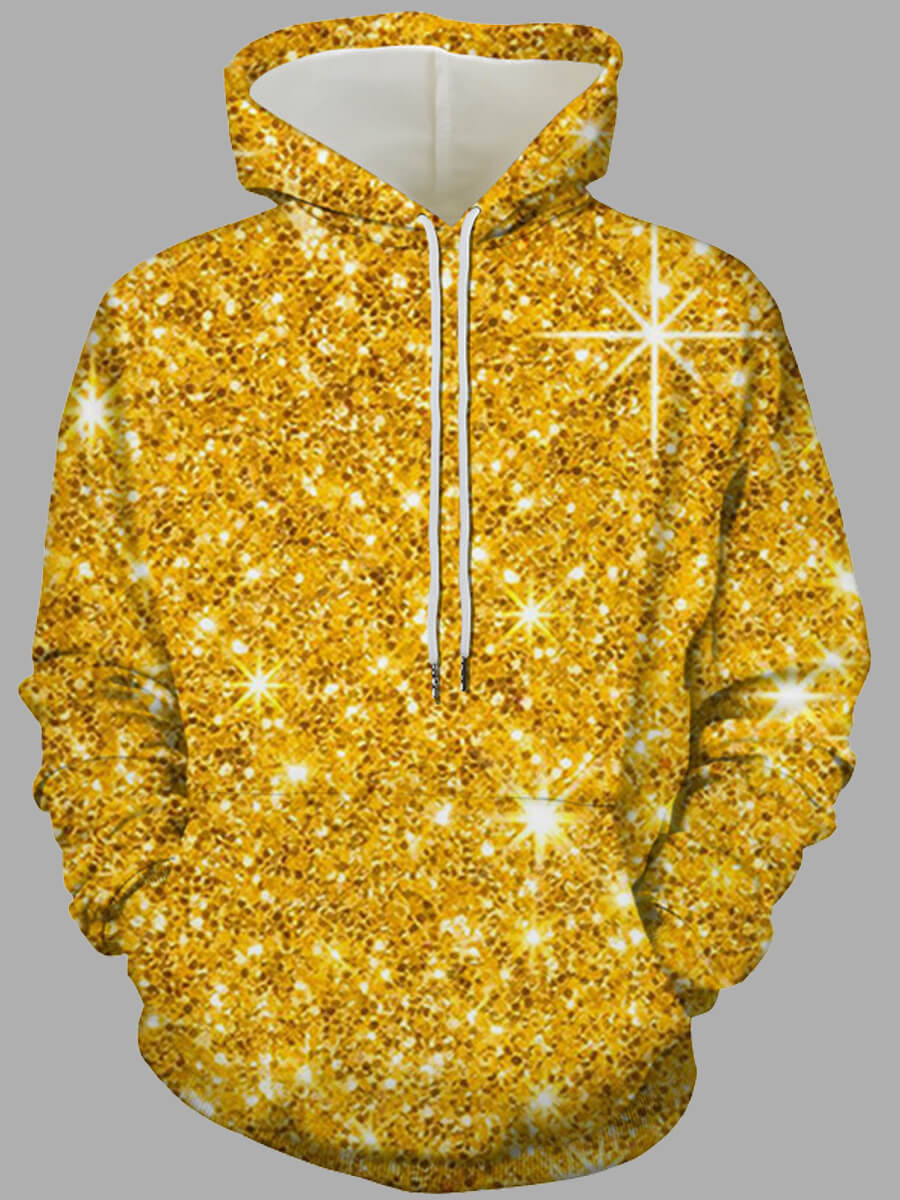 Lovely Street Hooded Collar Print Gold Men HoodieLW Fashion Online