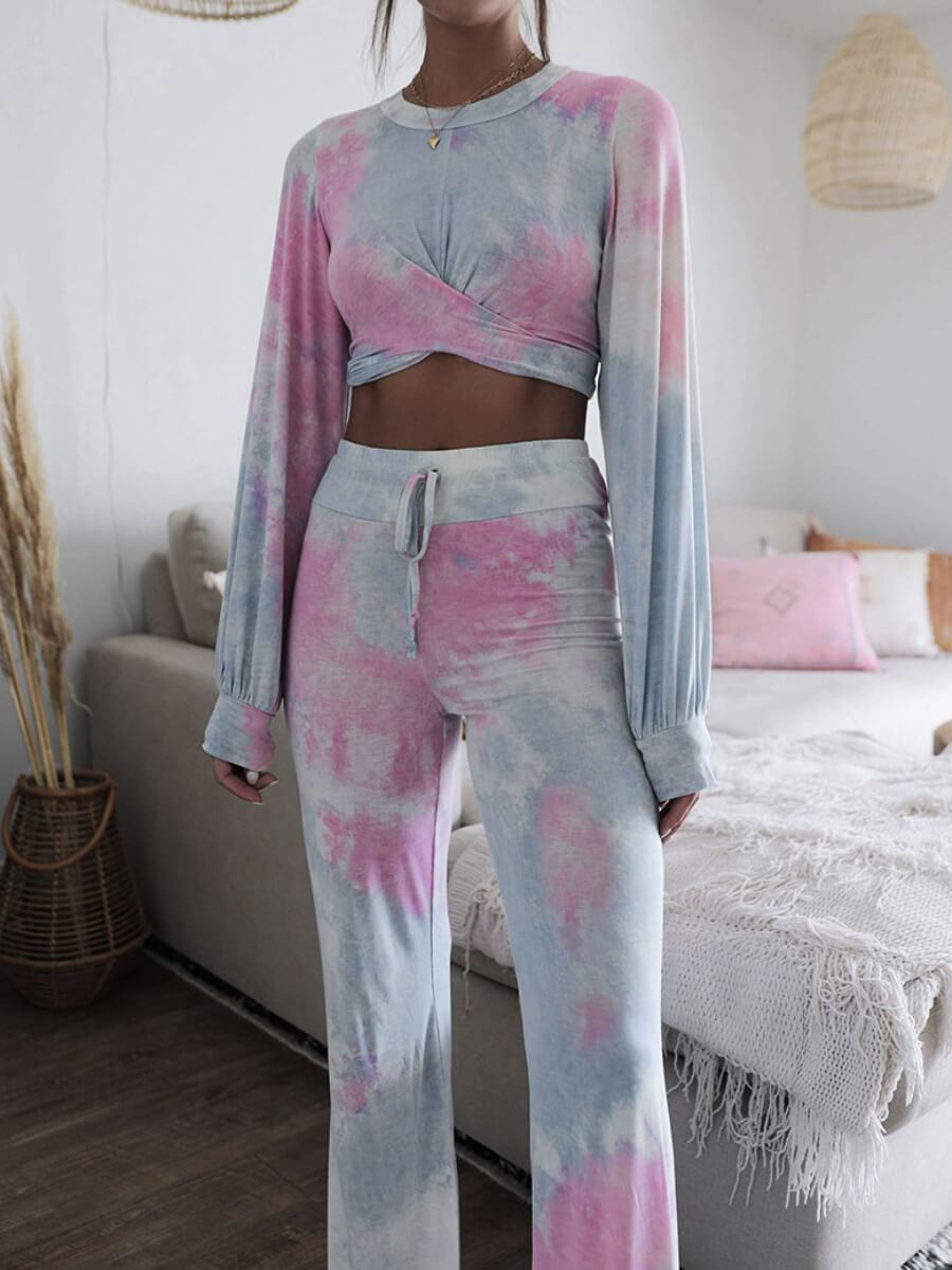 Lovely Chic Tie Dye Blue Two Piece Pants SetLW Fashion Online For