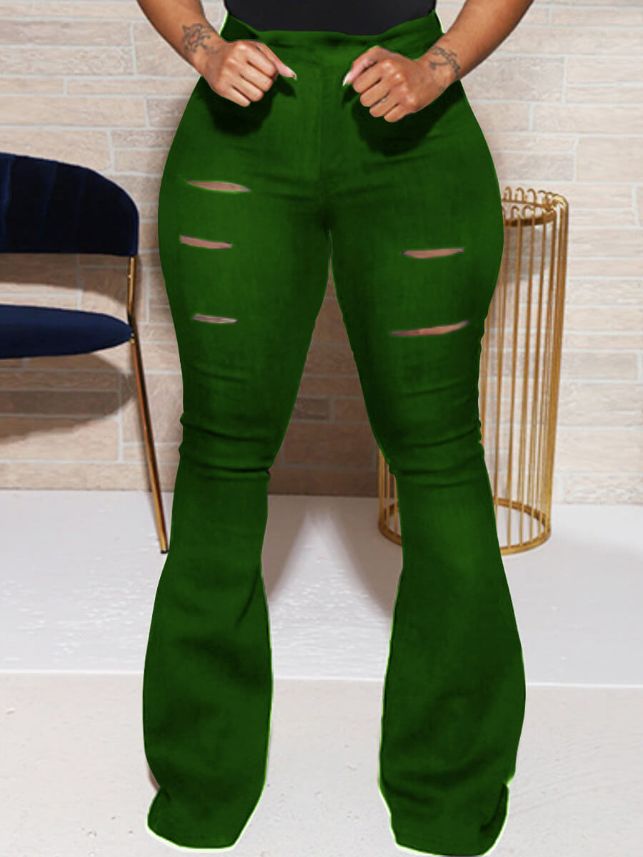 Lovely Plus Size Trendy Hollowout Green PantsLW Fashion Online For Women Affordable Women's